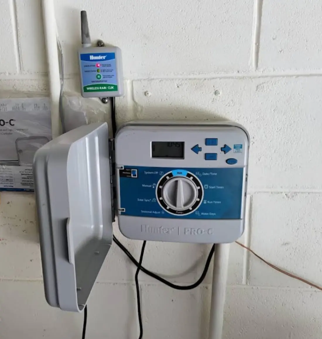 Hunter Pro-C irrigation timer install with wireless rain sensor — Volusia County FL